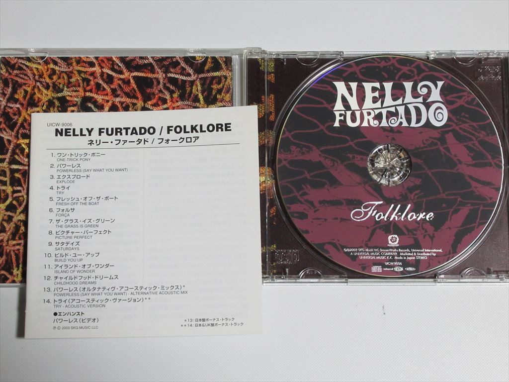 ネリー?ファータド／フォークロア NELLY FURTADO / FOLKLORE (DreamWorks UICW-9006) 國內(nèi)盤?解説ブックレット?帯付き