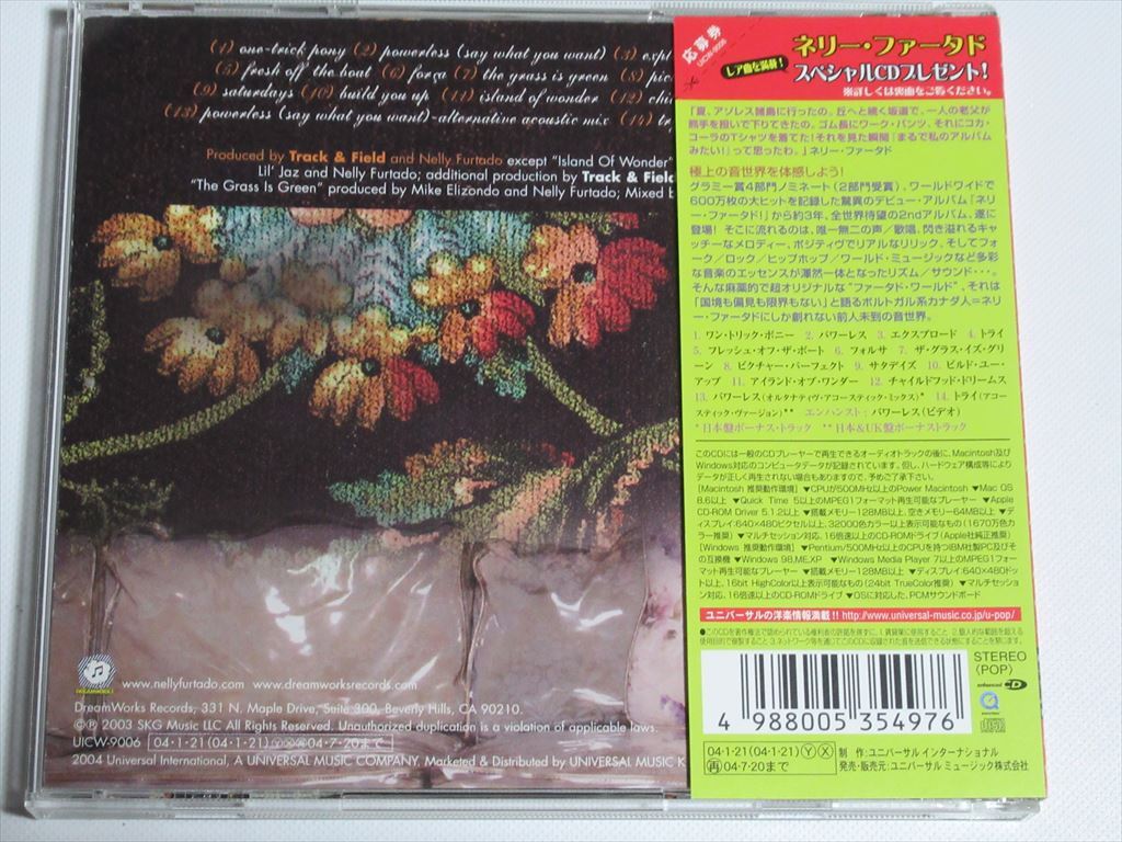 ネリー?ファータド／フォークロア NELLY FURTADO / FOLKLORE (DreamWorks UICW-9006) 國內(nèi)盤?解説ブックレット?帯付き