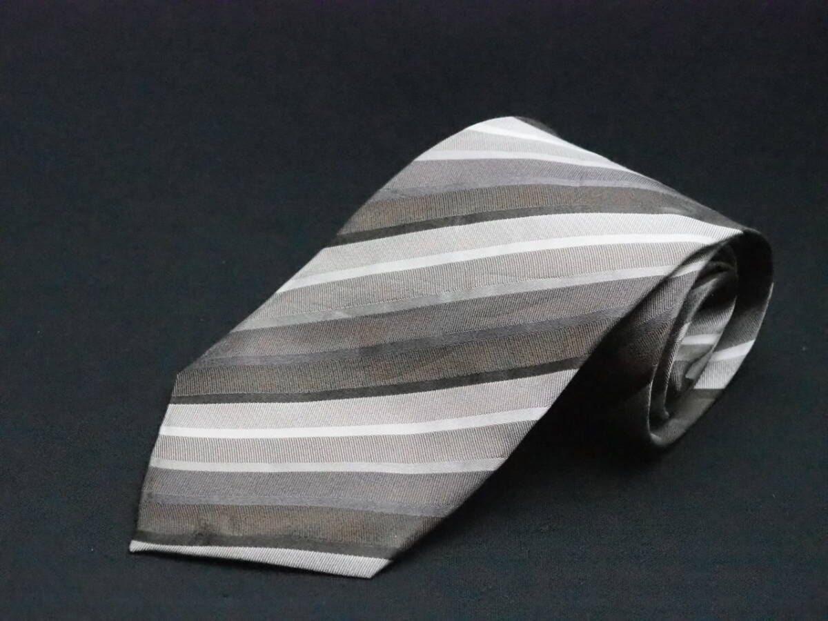 美品【GIORGIO ARMANI ジョルジオアルマーニ】 E2470 ブラウングレー系 SILK ブランド ネクタイ 古著 良品