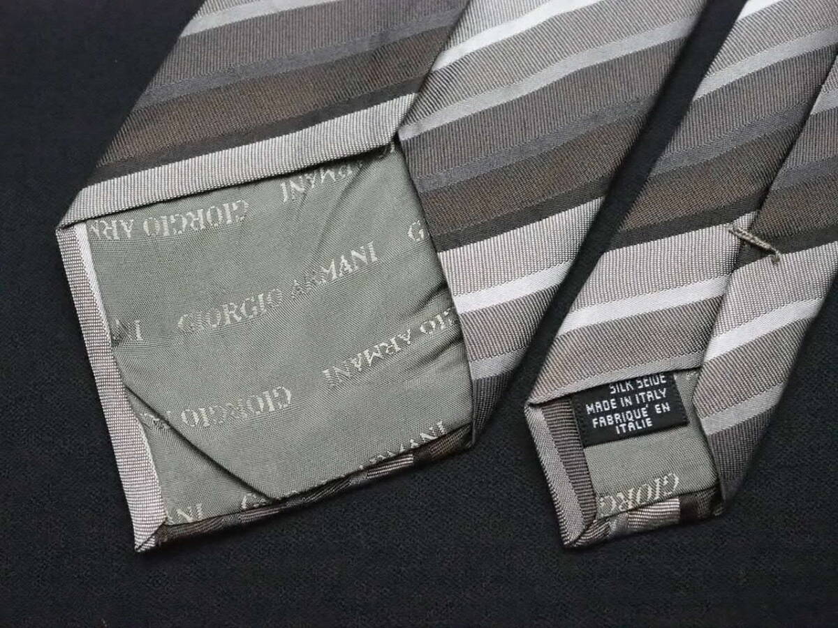 美品【GIORGIO ARMANI ジョルジオアルマーニ】 E2470 ブラウングレー系 SILK ブランド ネクタイ 古著 良品