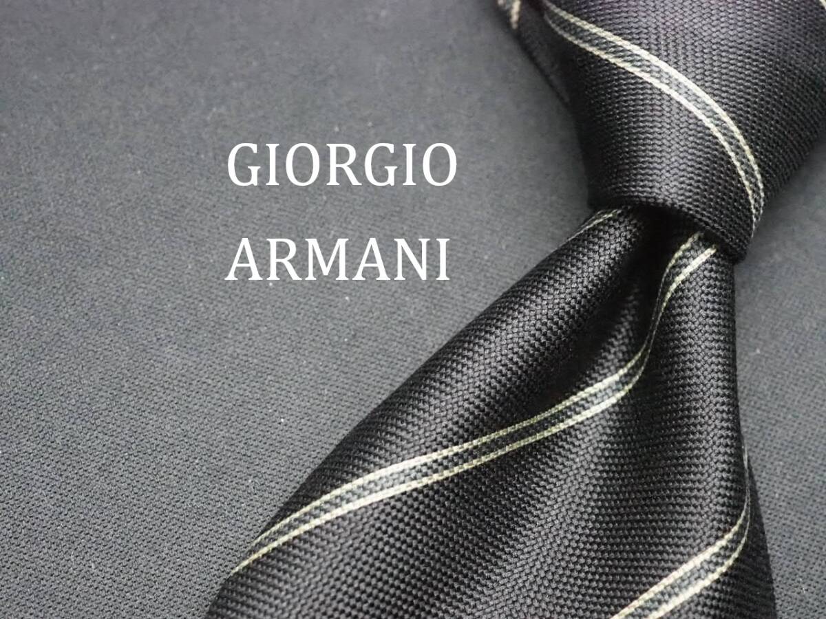 美品【GIORGIO ARMANI ジョルジオアルマーニ】 E2471 ブラック SILK ブランド ネクタイ 古著 良品