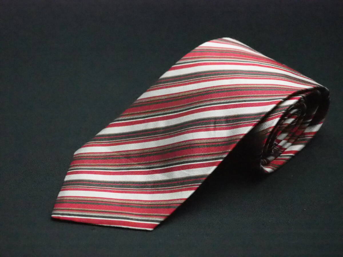 美品【HUGO BOSS ヒューゴ ボス】 E2766 赤系 SILK ブランド ネクタイ 古着 良品_画像2