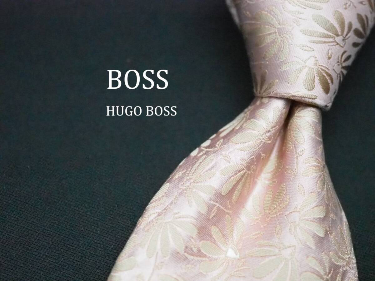 美品【HUGO BOSS ヒューゴ ボス】 E2788 ピンク系 SILK ブランド ネクタイ 古着 良品_画像1