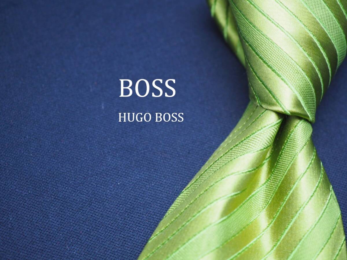 美品【HUGO BOSS ヒューゴ ボス】 E2886 グリーン系 SILK ブランド ネクタイ 古着 良品_画像1