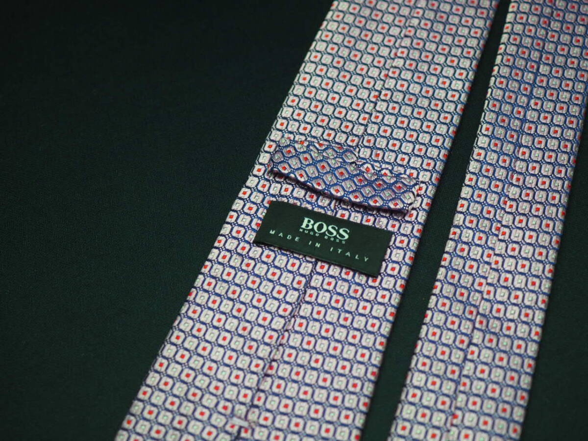 美品【HUGO BOSS ヒューゴ ボス】 E2892 ピンク系 SILK ブランド ネクタイ 古着 良品_画像4