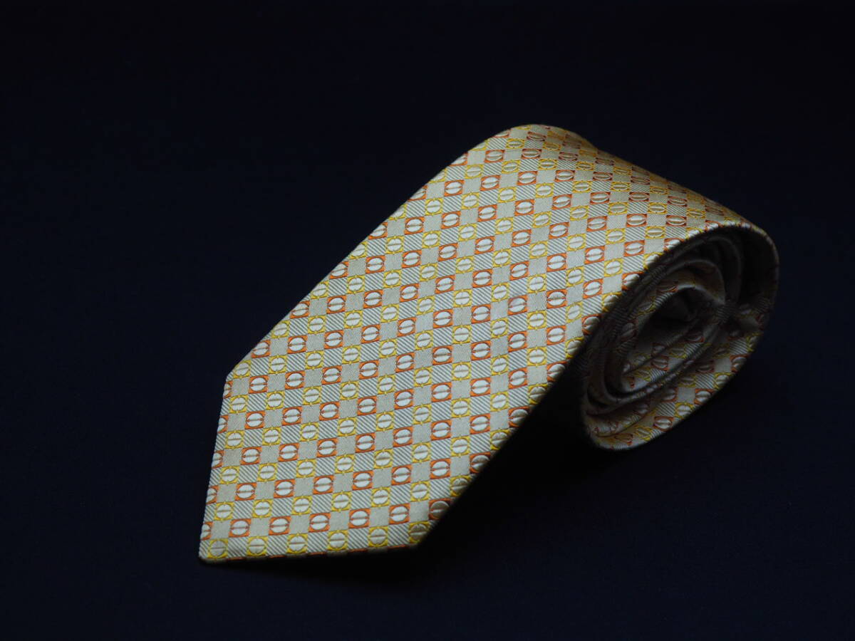 美品【HUGO BOSS ヒューゴ ボス】 E2900 黄ゴールド SILK ブランド ネクタイ 古着 良品_画像2