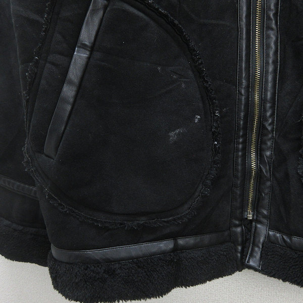 H■ビームス/BEAMS HEART 里ボア フェイクムートンジャケット/黒/LADIES■8【中古】