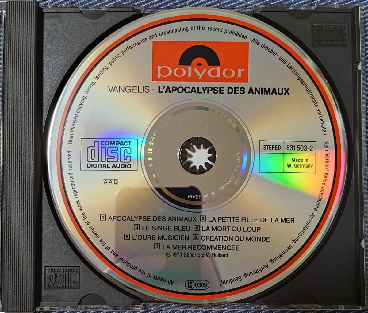 VANGELIS L'APOCALYPSE DES ANIMAUX 廃盤輸入盤中古CD ヴァンゲリス 動物の黙示録 831 503-2 西ドイツ盤