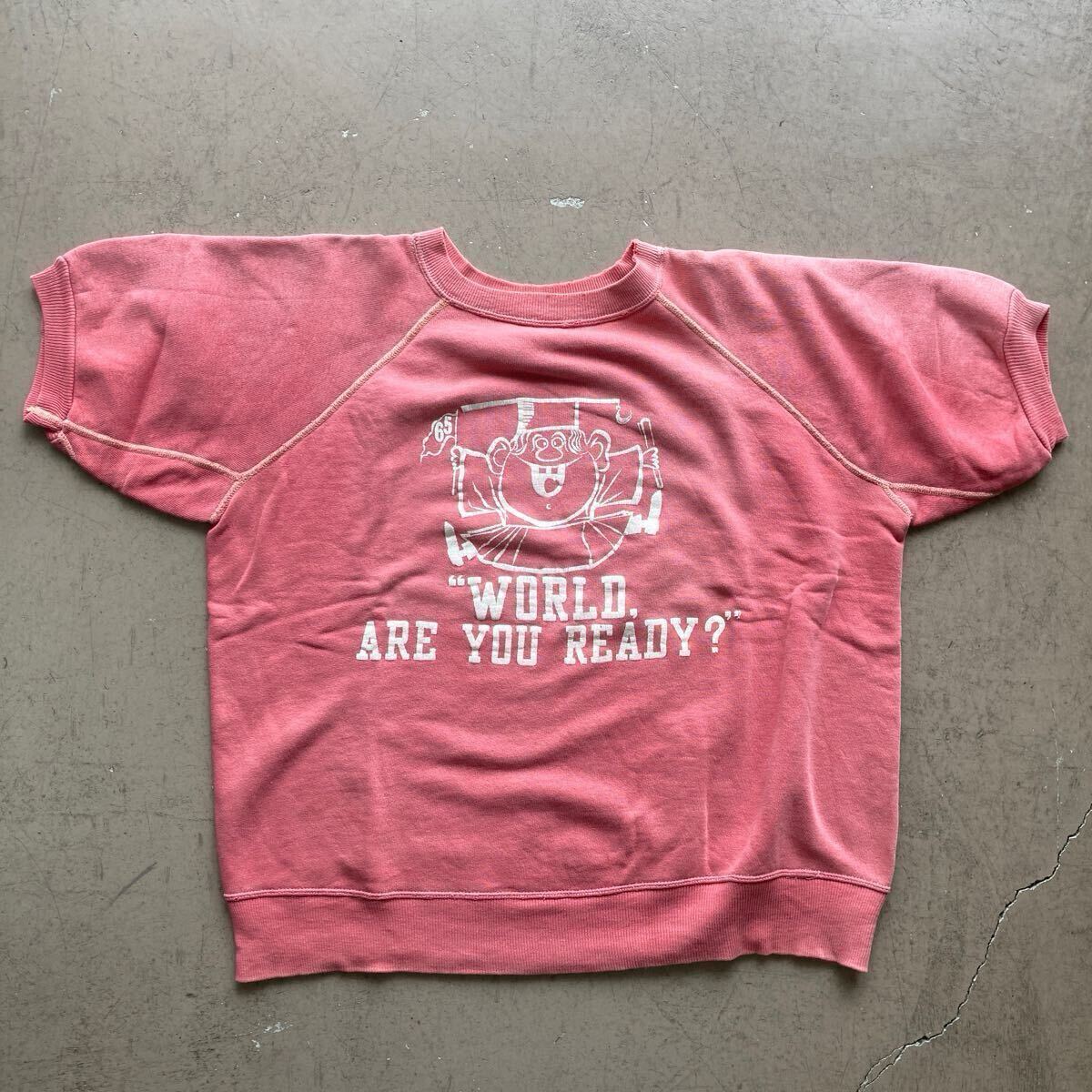 希少 40s 50s 60s ビンテージ ヴィンテージ 半袖 スウェット Tシャツ ビックサイズ モンスター カラー フロッキー 鬼 フェード USA制 bigE 