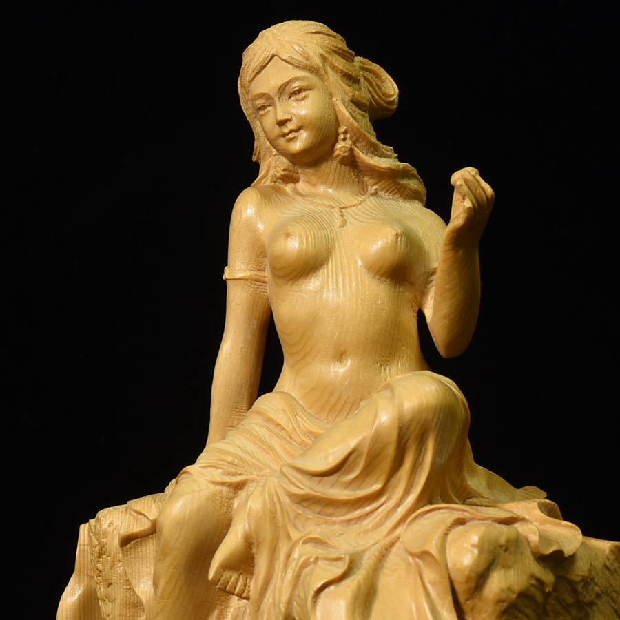 高さ22cm 裸弁天 弁天 弁財(cái)天 木彫 仏像 美術(shù) 美女 美人 木工 縁起物