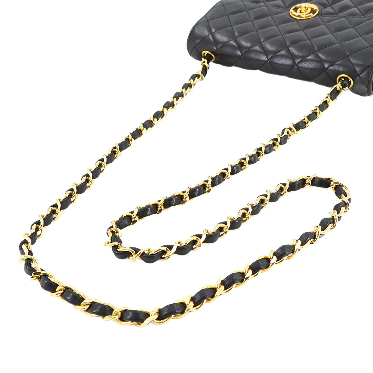 美品 シャネル CHANEL ミニ マトラッセ チェーン ショルダー バッグ レザー ブラック ゴールド 金具 ヴィンテージ 90280760