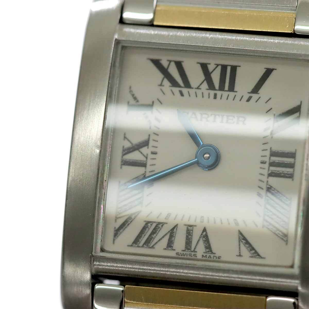 カルティエ Cartier タンクフランセーズSM コンビ W51007Q4 レディース 腕時計 アイボリー YG クォーツ Tank Francaise SM 90278798_画像7