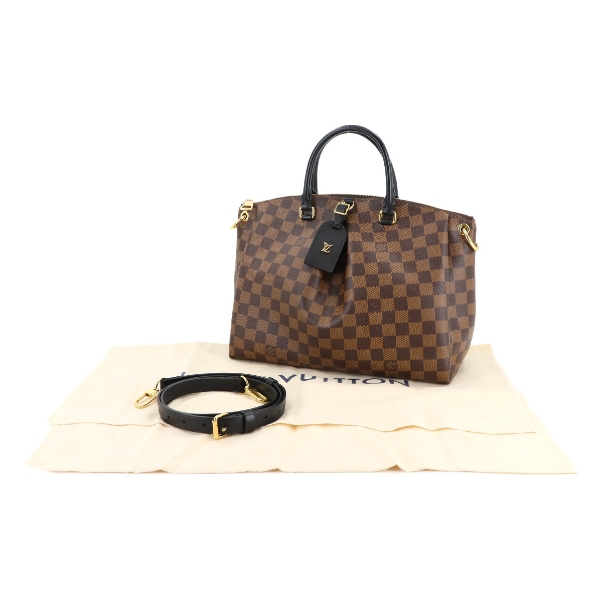  прекрасный товар Louis Vuitton LOUIS VUITTON Damier ote on MM 2way большая сумка сумка на плечо eben черный N45283 RFID 90280796