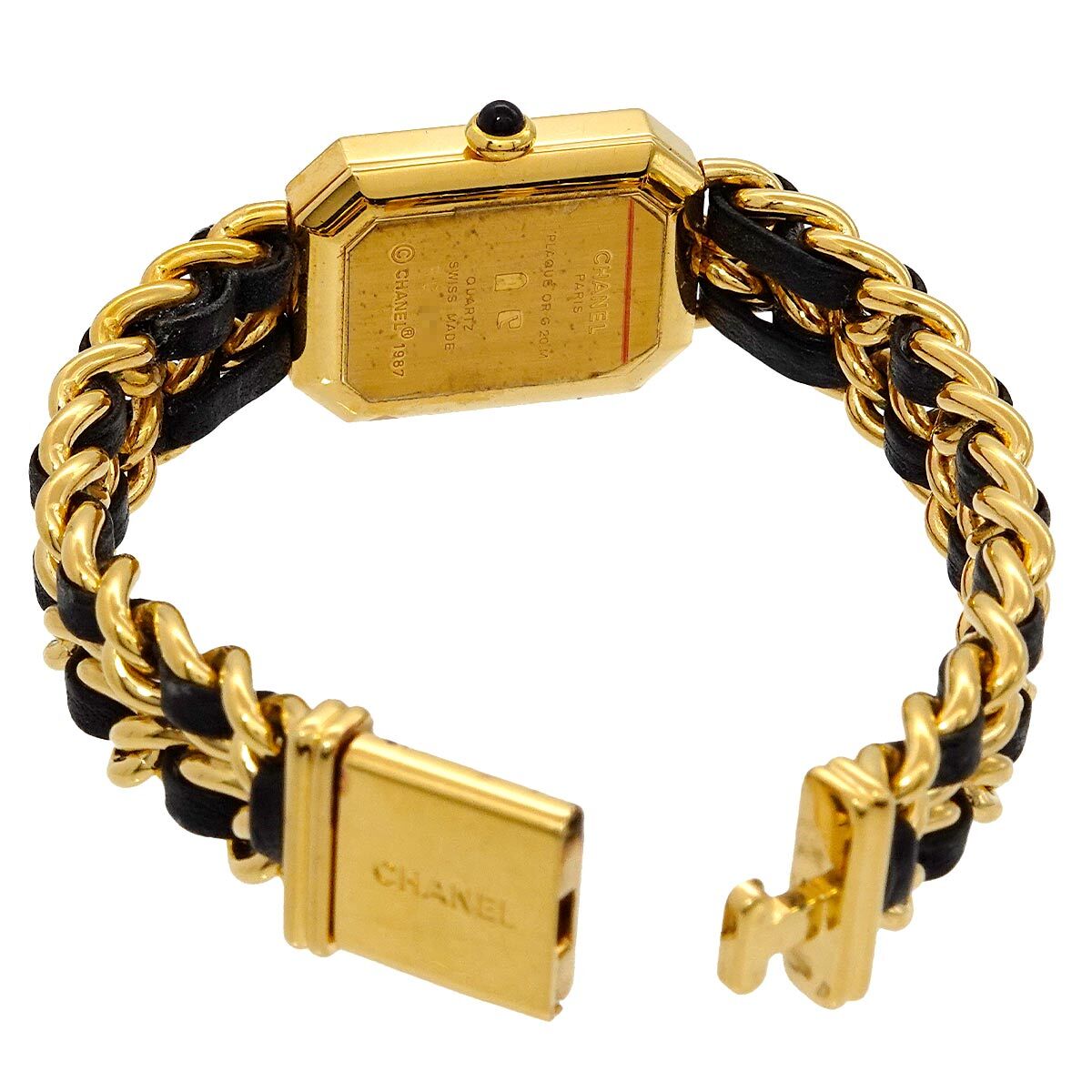 シャネル CHANEL プルミエール Lサイズ H0001 ヴィンテージ レディース 腕時(shí)計(jì) ブラック ゴールド ウォッチ Premiere 90282724