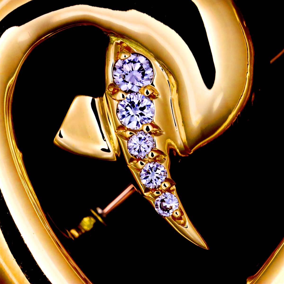 ティファニー TIFFANY&Co. ハート ダイヤ ブローチ K18 YG イエローゴールド 750 Diamond Brooch 90281500