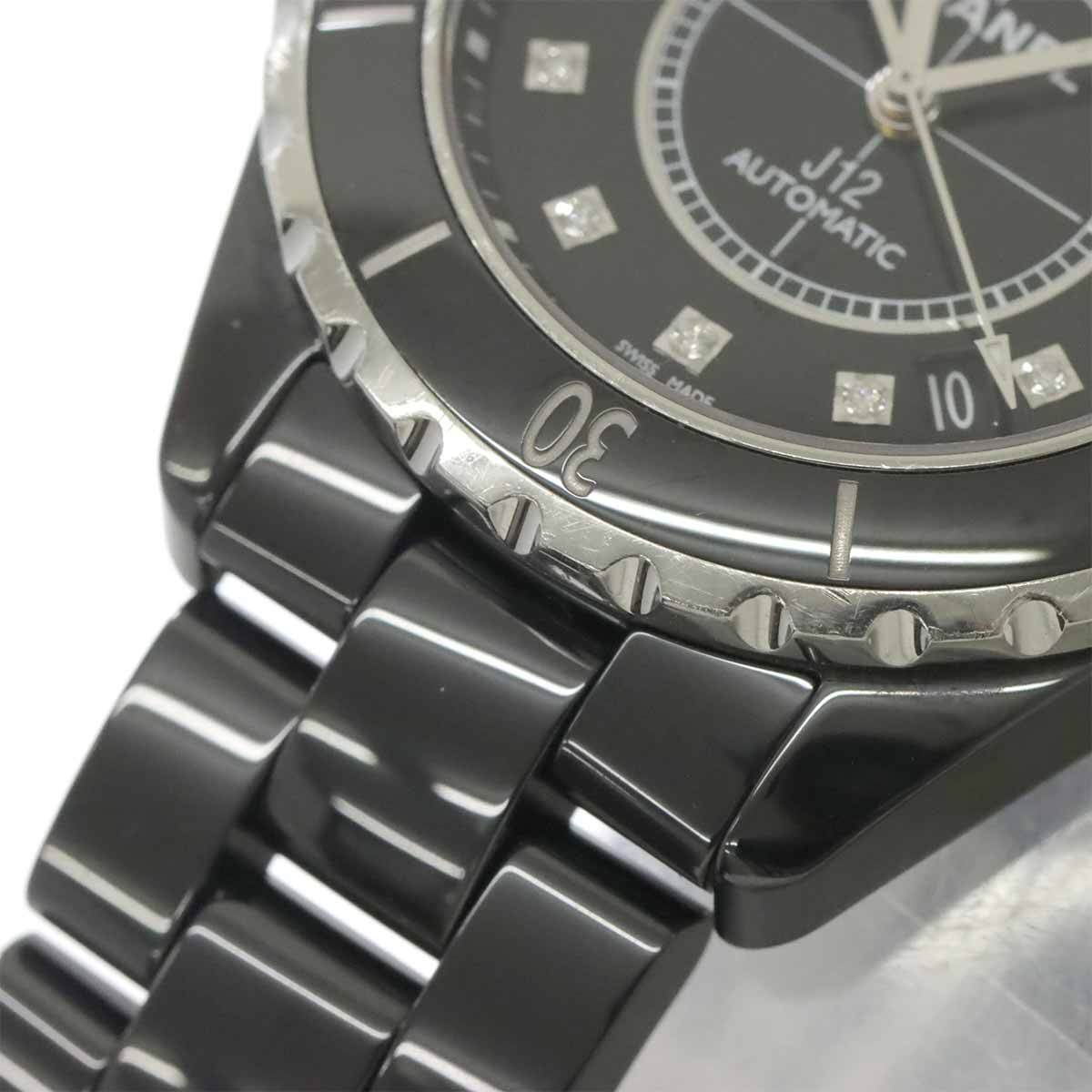 シャネル CHANEL J12 38mm H1626 メンズ 腕時計 12P ダイヤ ブラック セラミック デイト オートマ 自動巻き ウォッチ 90278901