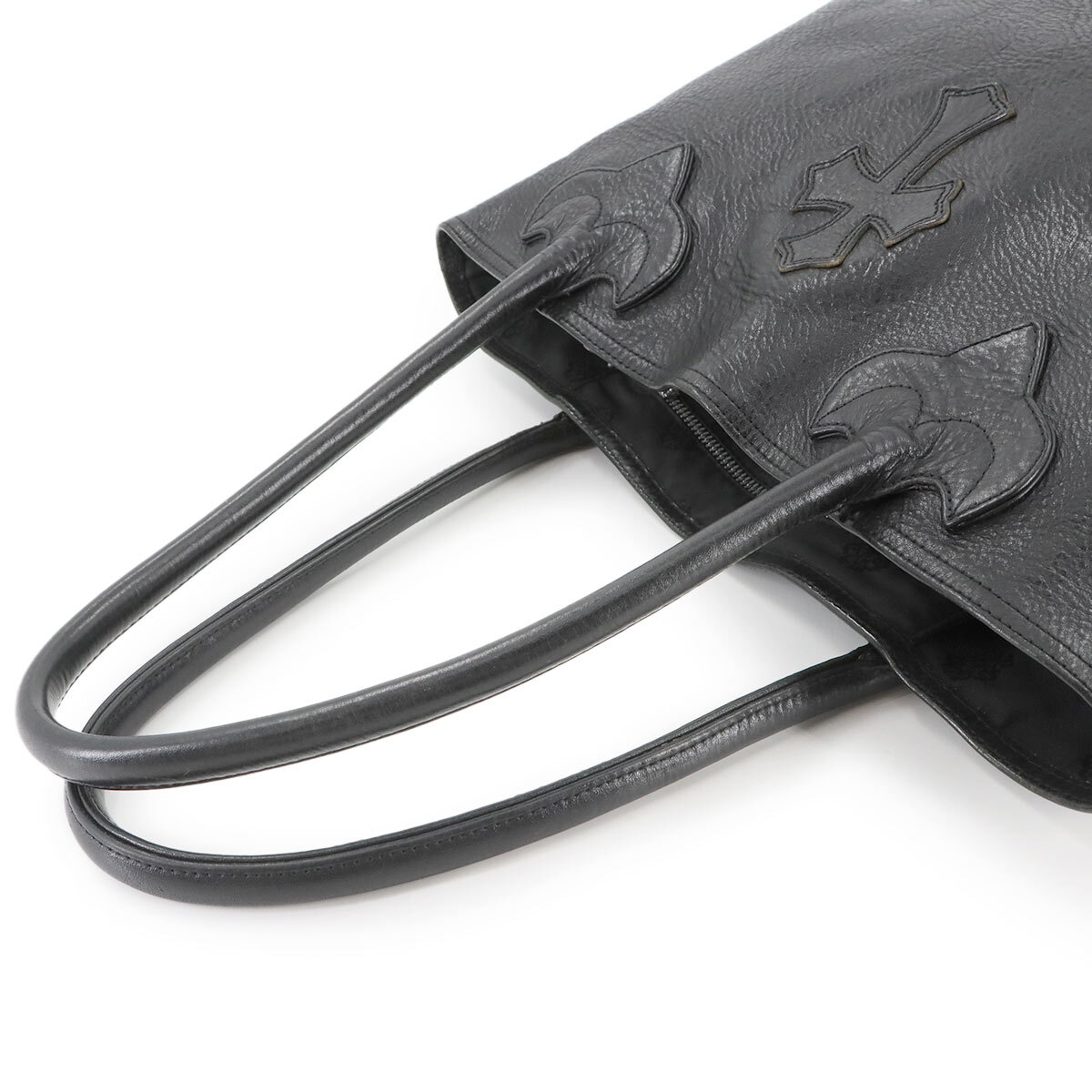  Chrome Hearts CHROME HEARTSsemeta Lee Cross patch FS большая сумка кожа черный серебряный металлические принадлежности 90283243