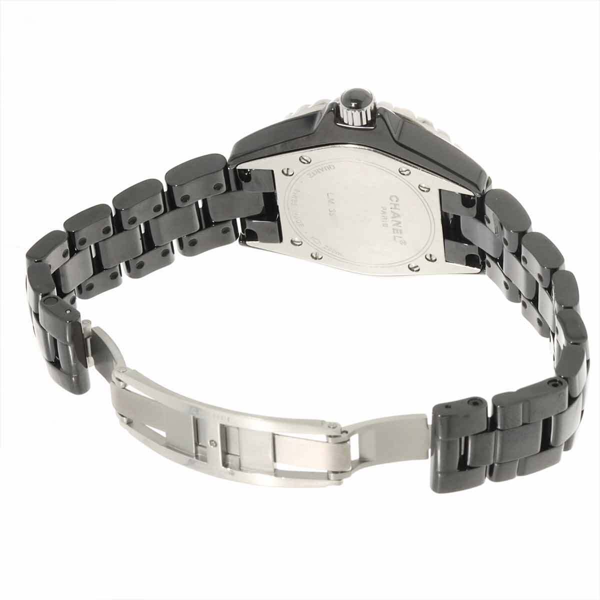 シャネル CHANEL J12 33mm H1625 レディース 腕時(shí)計(jì) 12P ダイヤ デイト ブラック セラミック クォーツ ウォッチ 90284599