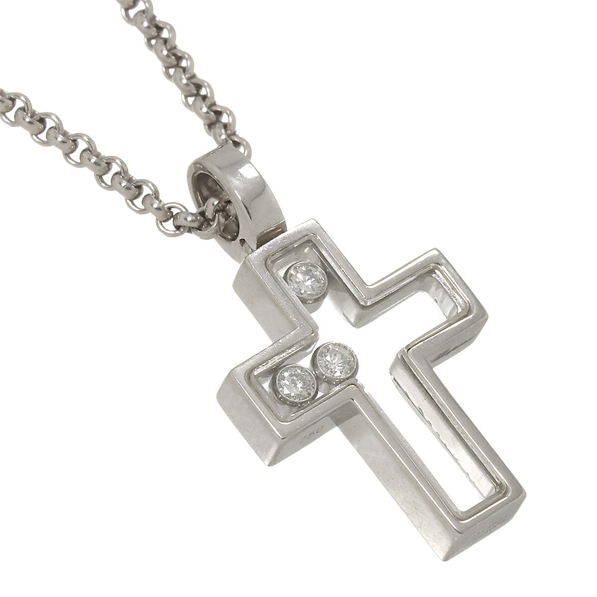 ショパール Chopard ハッピーダイヤ クロス ネックレス 42cm K18 WG ホワイトゴールド 750 Happy Diamond Necklace 90280586