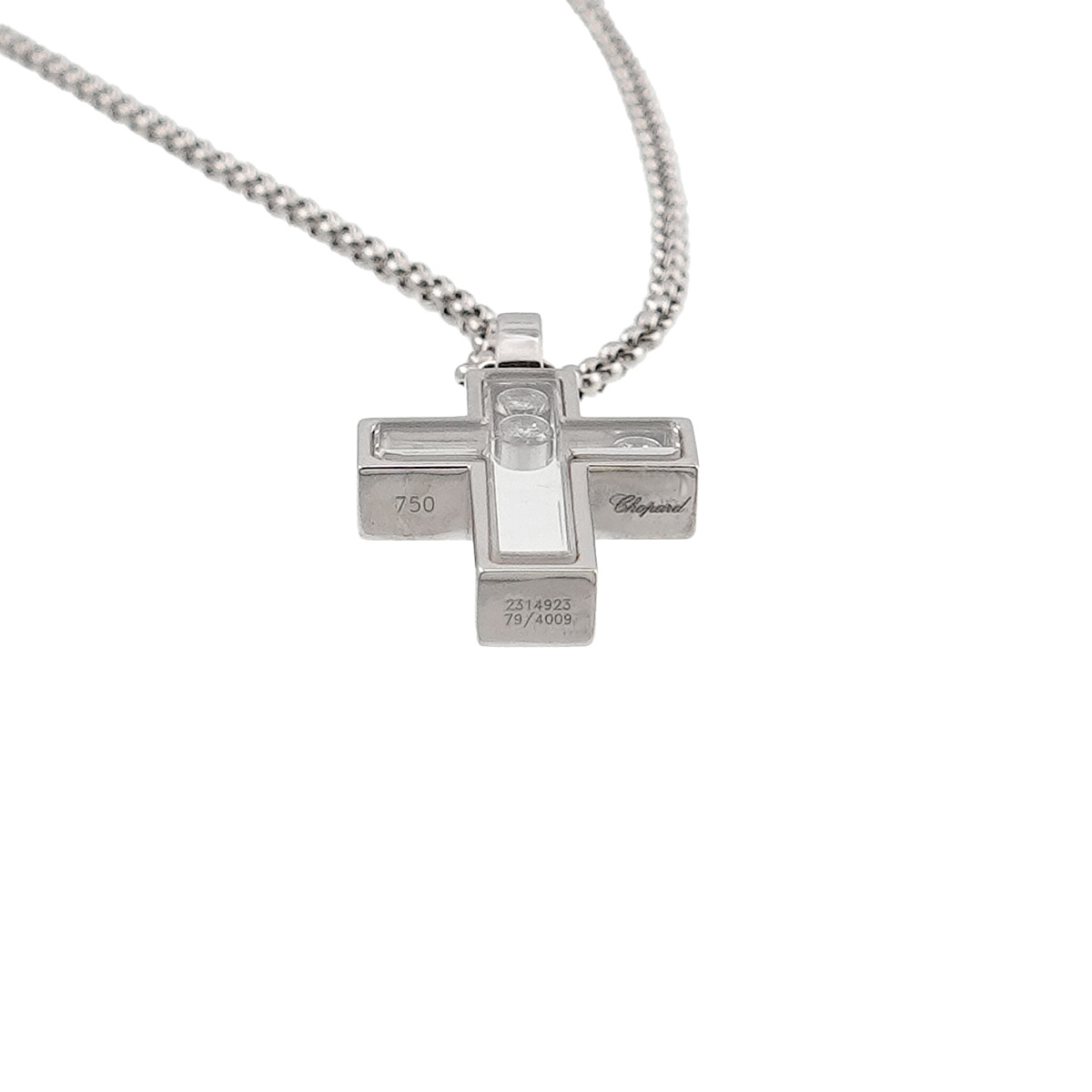 ショパール Chopard ハッピーダイヤ クロス ネックレス 42cm K18 WG ホワイトゴールド 750 Happy Diamond Necklace 90280586