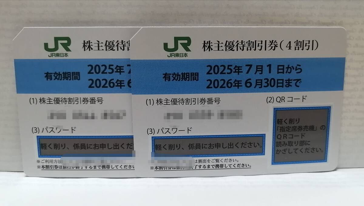 ゆうパケットポストmini送料無料★最新☆ＪＲ東日本株主優(yōu)待割引券2枚★☆2026年6月30日まで