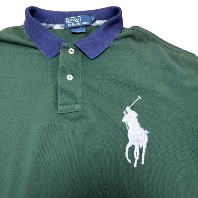 中古 ポロバイラルフローレン Polo by RalphLauren 半袖 ポロシャツ クリーニング済み ビッグポニー 緑 メンズ XLサイズ