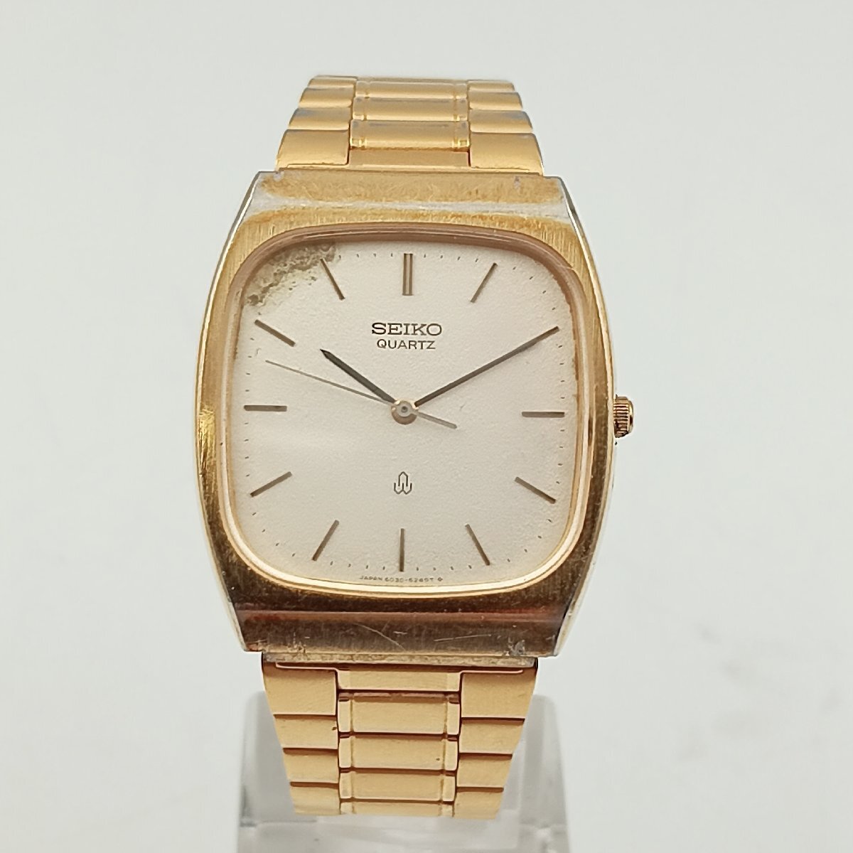 1 иен W178 мужские наручные часы кварц Seiko SEIKO 6030-5220 обратная сторона сторона знак иметь Gold цвет античный 
