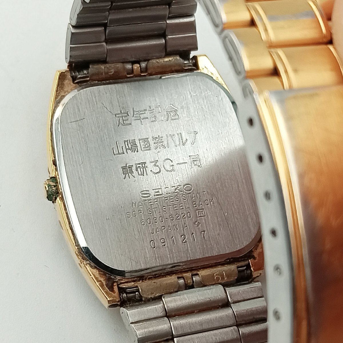 1 иен W178 мужские наручные часы кварц Seiko SEIKO 6030-5220 обратная сторона сторона знак иметь Gold цвет античный 