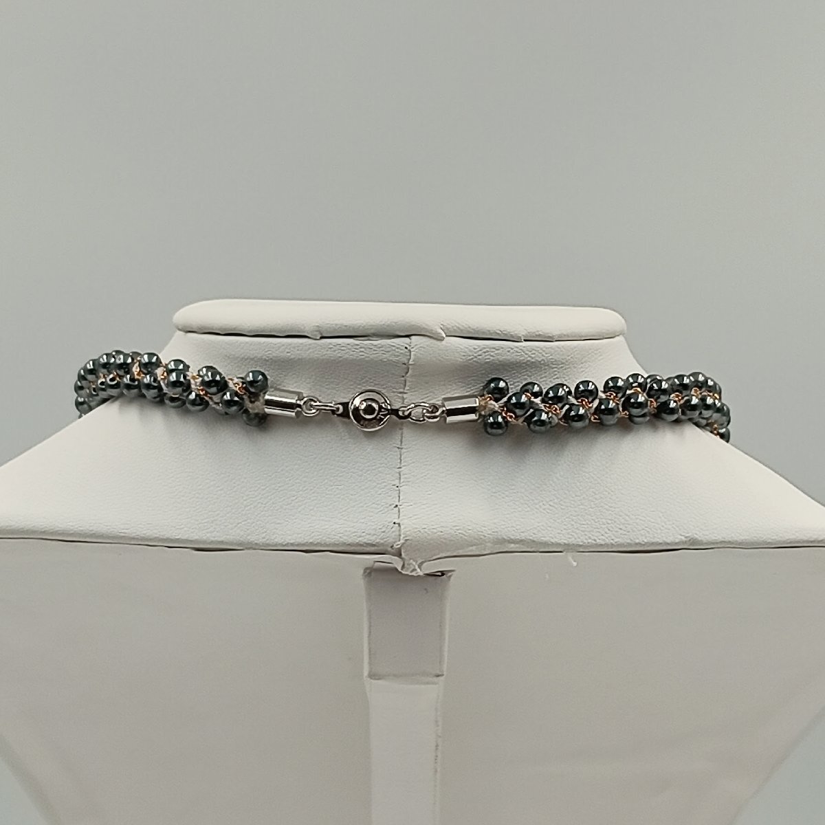 1円　J079　ネックレス　黒パール？　レディースアクセサリー　パテントナンバー刻印　P.A.T.　長さ約44cm