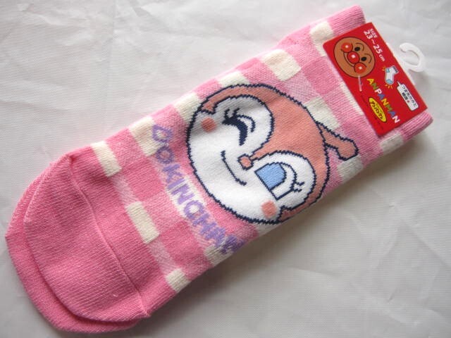 *送料無料*新品*23-25㎝*それいけ！アンパンマン*ソックス４足*チェック*ばいきんまんドキンちゃんコキンちゃん*福助*