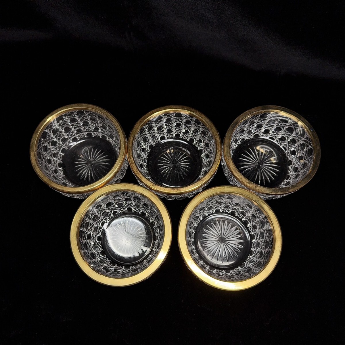 コレクター買取品　キャマン向作　5客　金縁　小鉢　ガラス　レトロ 小鉢 向付和食料理　