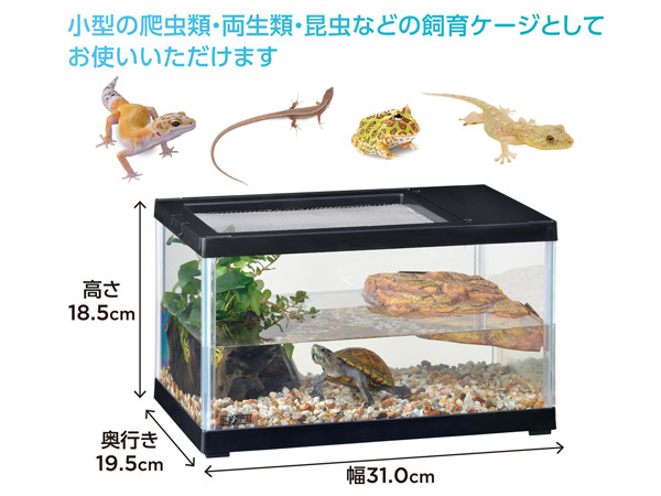 EXO TERRArep терьер twin вид 300 черный примерно ширина 31× глубина 19.5× высота 18.5cm маленький размер рептилии земноводные 2WAY стеклянный клетка GEX бесплатная доставка 