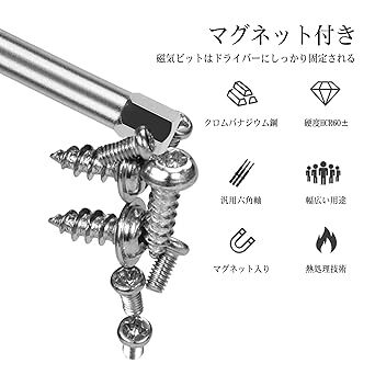 ビットセット 6本組 ドライバービット 六角ビット 片頭ヘックス 磁気ビット 電動ドライバービット 6.35mmシャンク _画像5