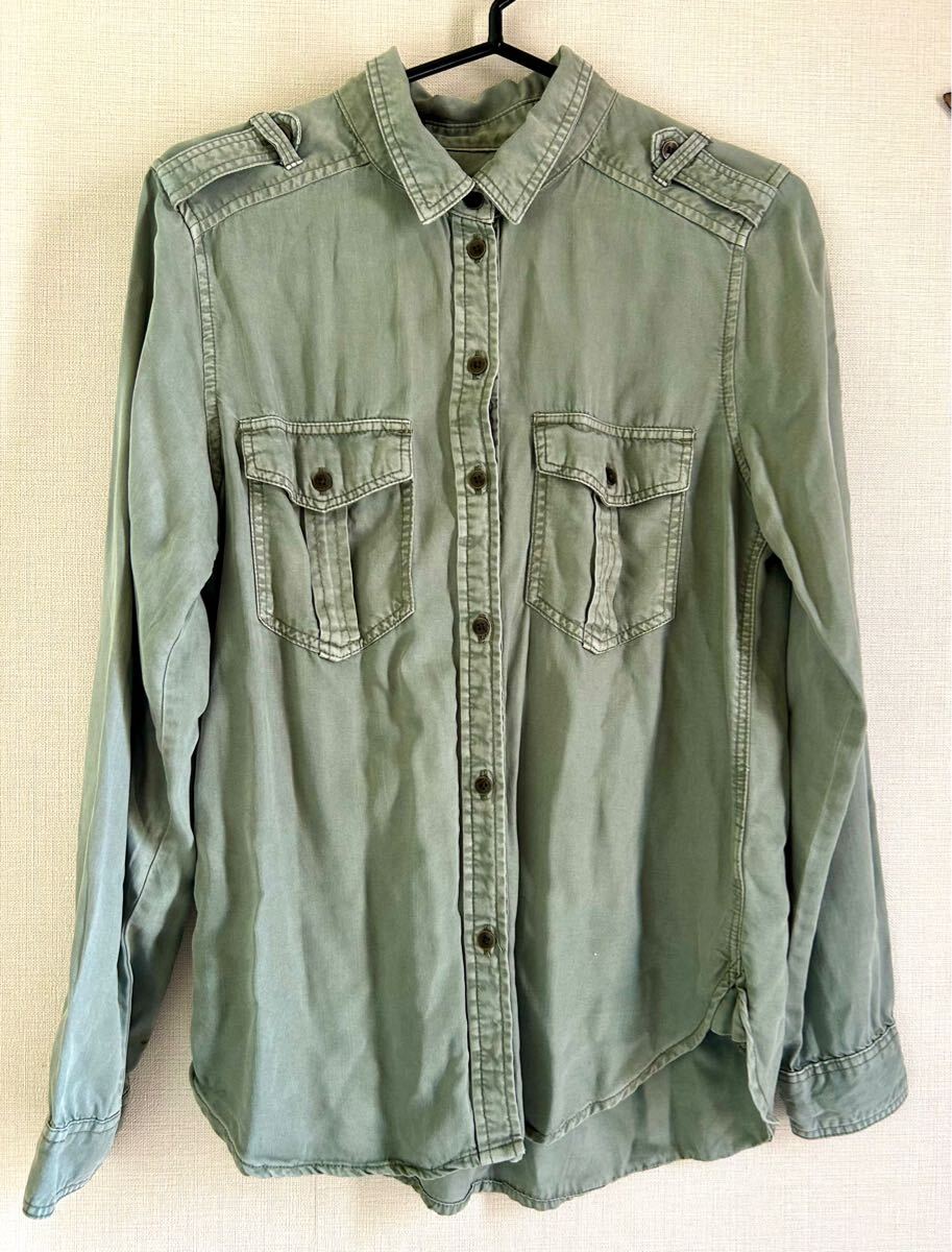 American Eagle ミリタリー風(fēng)長袖シャツ　ボーイフレンドフィット