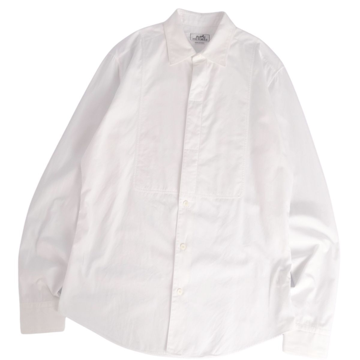美品 エルメス HERMES シャツ ロングスリーブ 長(zhǎng)袖 セリエボタン 中綿入り コットン トップス メンズ 39(15 1/2) (M) 白 ce05ed-rm02f13288