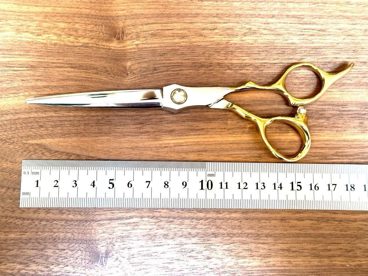 ゴールドハンドル 6.5インチ カットシザー 理容 美容 鋏 シザー はさみ 美容師 理容師 ハサミ 右利き プロ用 散髪 ヘアサロン ロングシザー_画像8