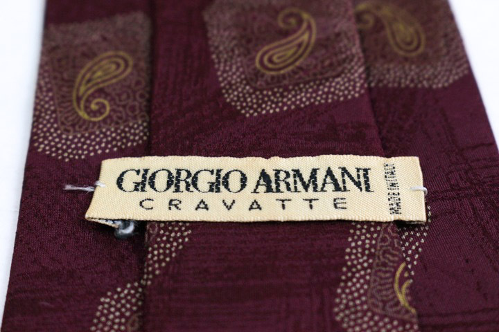 ジョルジオアルマーニ ブランド ネクタイ シルク ペイズリー柄 総柄 伊制生地 PO メンズ レッド GIORGIO ARMANI