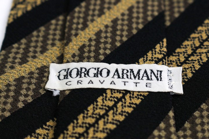 ジョルジオアルマーニ ブランド ネクタイ シルク ストライプ柄 チェック柄 ワイドタイ PO メンズ ブラック GIORGIO ARMANI