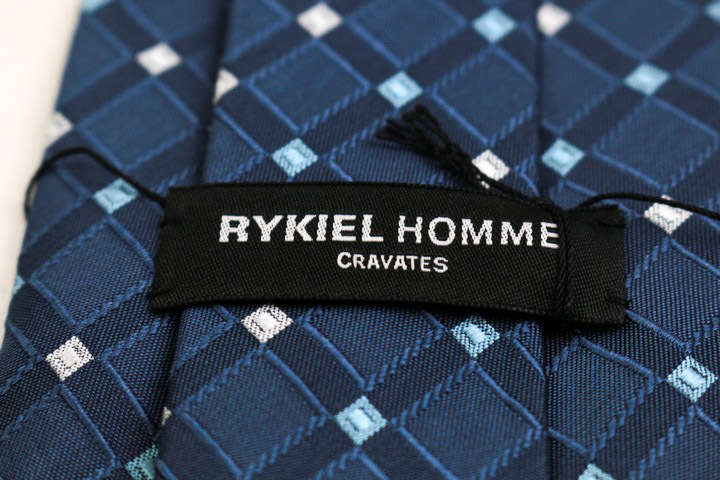 リキエル オム ブランド ネクタイ シルク 小紋柄 格子柄 総柄 PO メンズ ネイビー RYKIEL HOMME