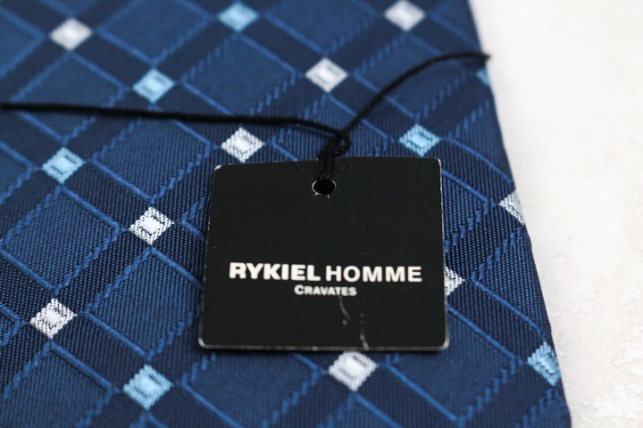 リキエル オム ブランド ネクタイ シルク 小紋柄 格子柄 総柄 PO メンズ ネイビー RYKIEL HOMME