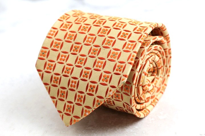  paul (pole) Stuart бренд галстук в клетку цветочный принт мелкий рисунок рисунок .. рисунок шелк сделано в Японии PO мужской orange PAUL STUART