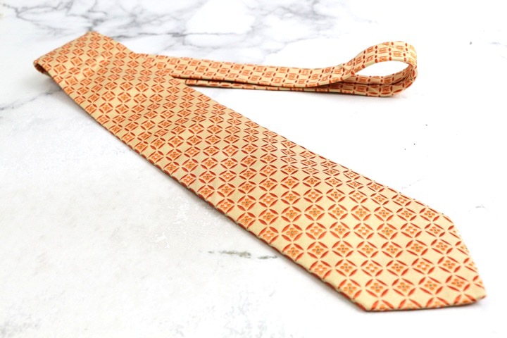  paul (pole) Stuart бренд галстук в клетку цветочный принт мелкий рисунок рисунок .. рисунок шелк сделано в Японии PO мужской orange PAUL STUART