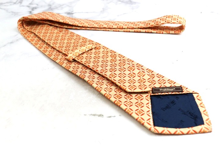  paul (pole) Stuart бренд галстук в клетку цветочный принт мелкий рисунок рисунок .. рисунок шелк сделано в Японии PO мужской orange PAUL STUART