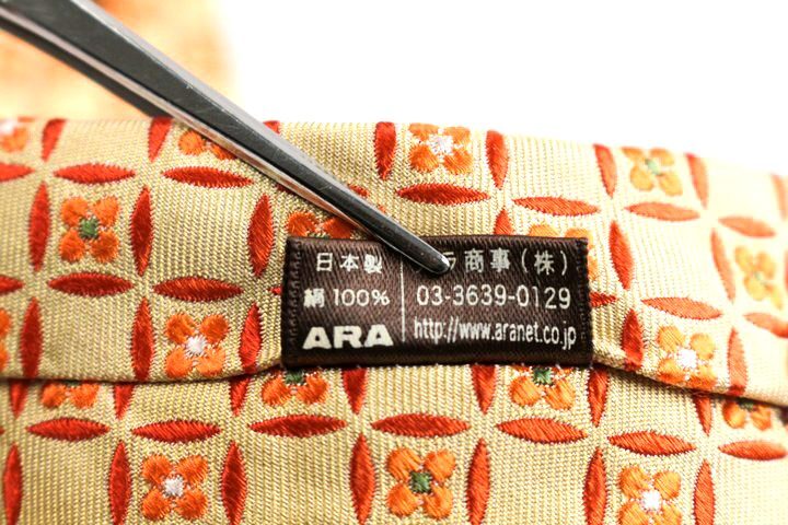  paul (pole) Stuart бренд галстук в клетку цветочный принт мелкий рисунок рисунок .. рисунок шелк сделано в Японии PO мужской orange PAUL STUART