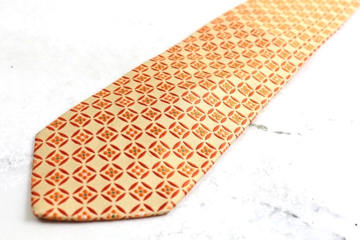  paul (pole) Stuart бренд галстук в клетку цветочный принт мелкий рисунок рисунок .. рисунок шелк сделано в Японии PO мужской orange PAUL STUART