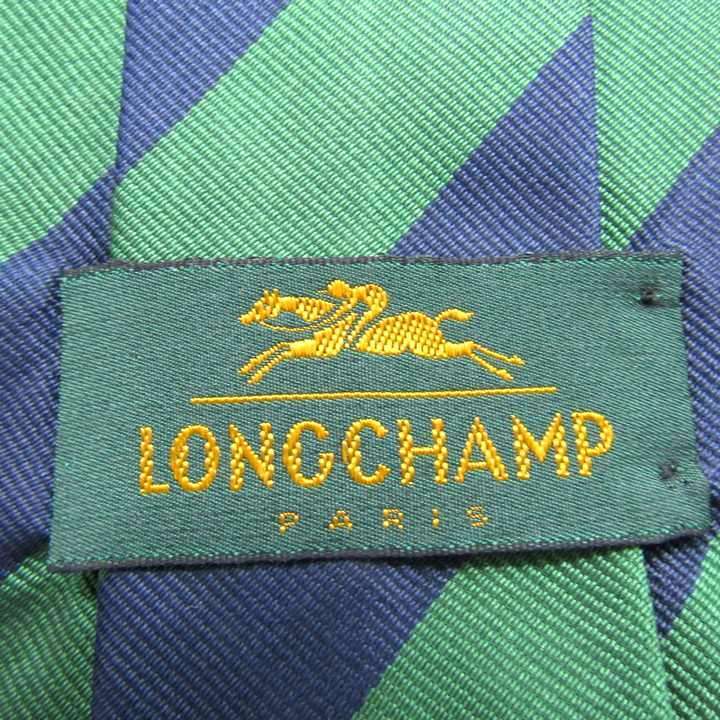 ロンシャン ブランド ネクタイ ストライプ柄 ブロックストライプ シルク イタリア制 PO メンズ ネイビー Longchamp