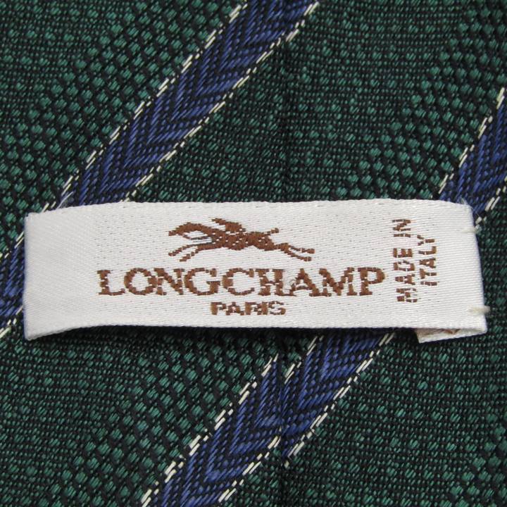 ロンシャン ブランド ネクタイ ストライプ柄 ドット リネン シルク イタリア制 PO メンズ カーキ Longchamp