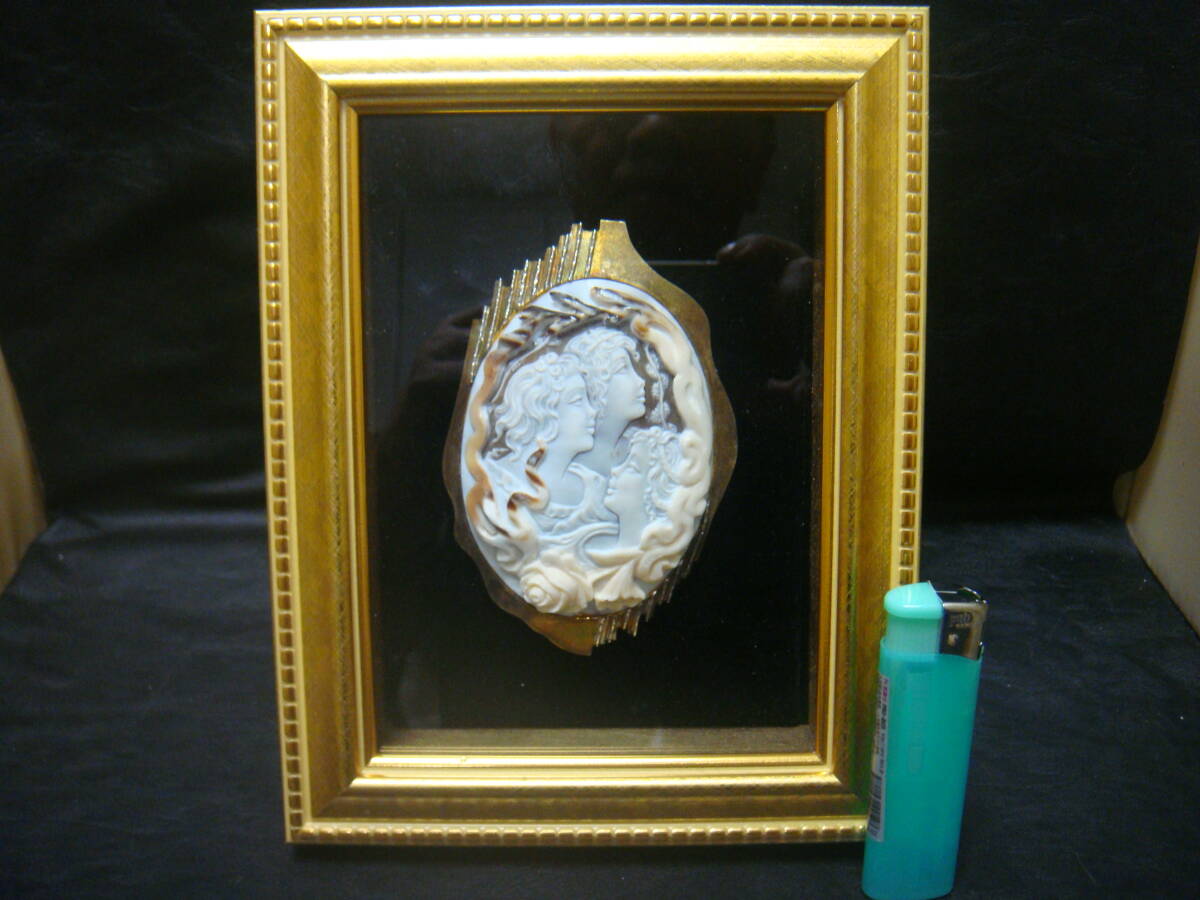 ◆大きな　カメオ　ブローチ　ペンダント　額装　作家物　サイン入り　ＳＩＬＶＥＲ◆_画像1