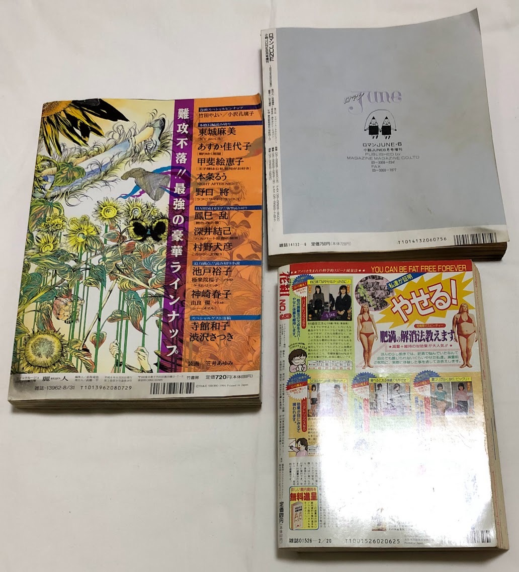 ボーイズラブ BL 雑志 麗人 1994年 VOL.3 / ロマンJune 1994年 6月號増刊 / アップル花組 1994年 No.9 ＋オマケ