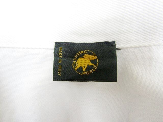 ★ハンティングワールド HUNTING WORLD★レディース ホワイトデニムジャケット ボーダー×ロ??繍★R70629071A